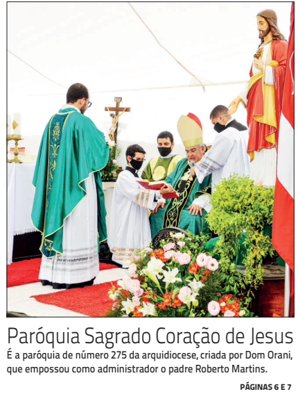 Capa do Jornal Testemunho de Fé sobre a história da Paróquia Sagrado Coração de Jesus